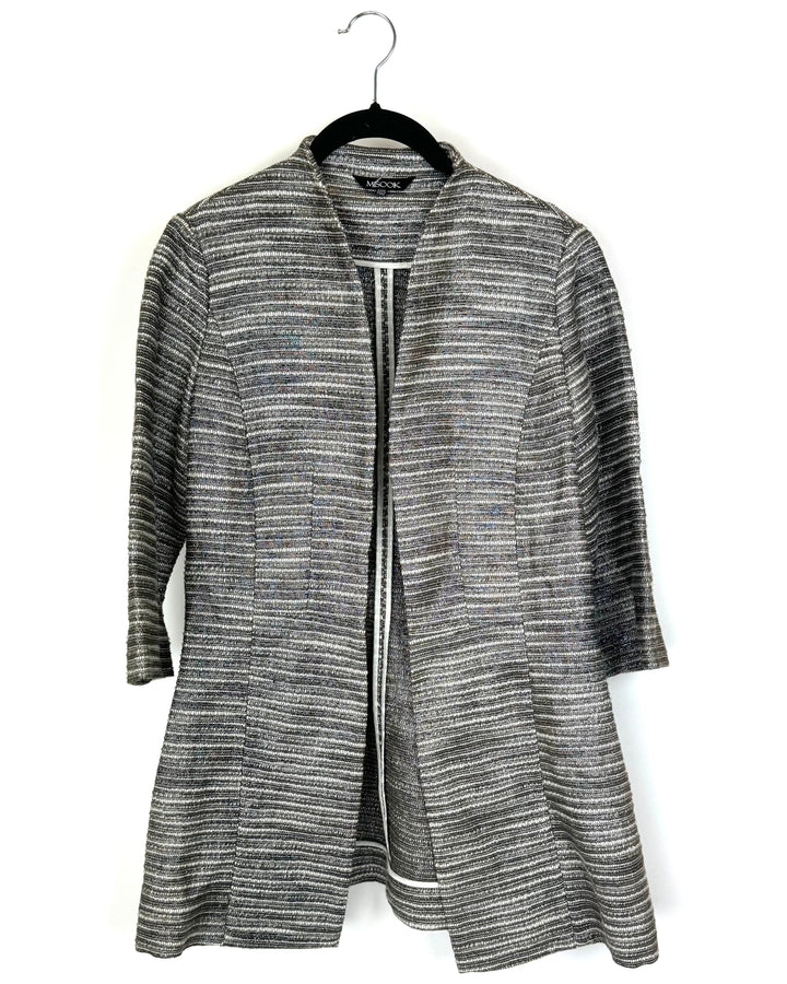 Grey and White Short Sleeve Jacket -  Extra Small