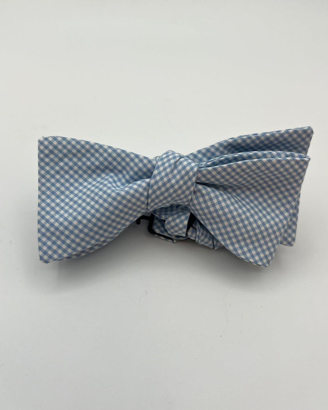 MENS Blue and White Gingham Bow Tie