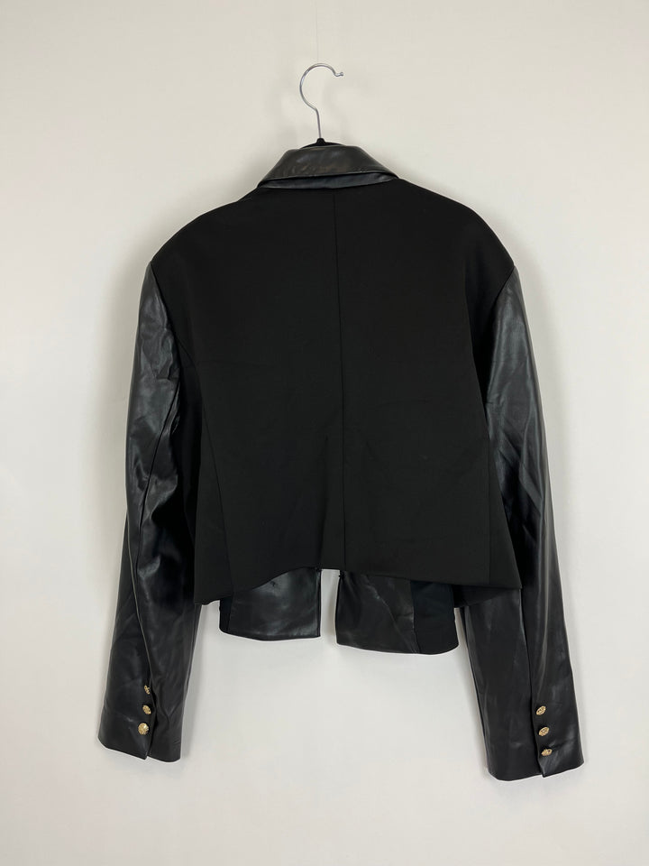 Black and Faux Leather Blazer - Size 14/16 and 16/18