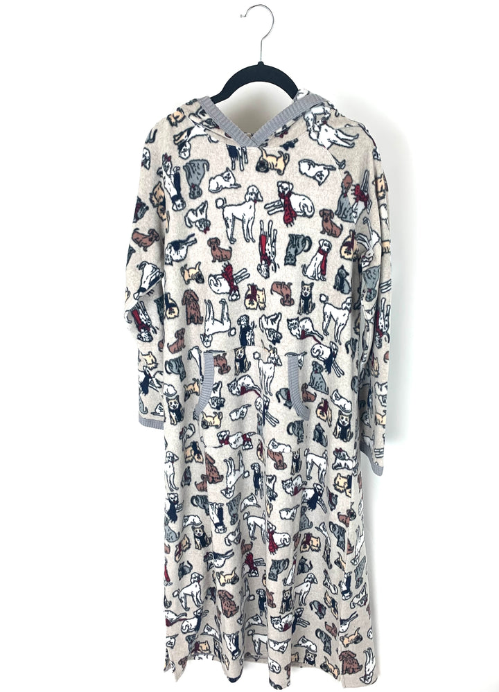 Dog And Cat Printed Fleece Pajama Dress - Size 6/8