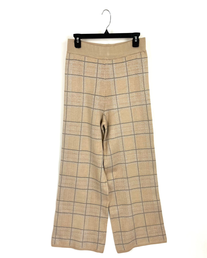 Light Brown Metallic Checker Print Pants - Size 4/6