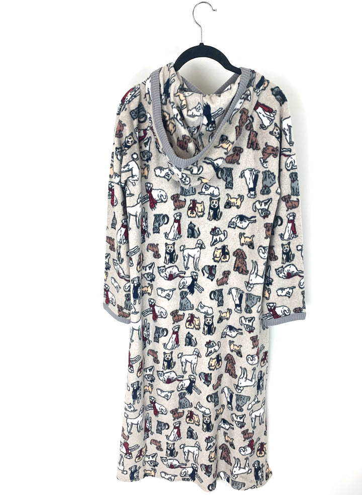 Dog And Cat Printed Fleece Pajama Dress - Size 6/8