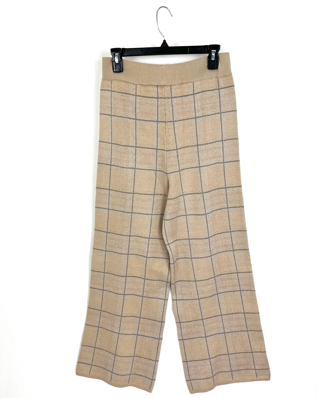 Light Brown Metallic Checker Print Pants - Size 4/6