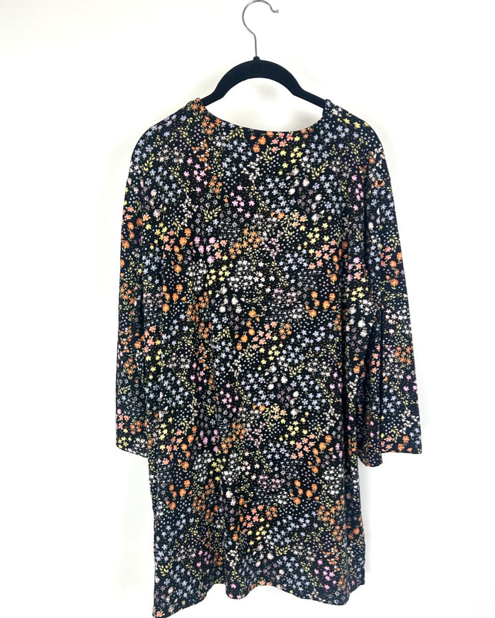 Black Floral Printed Lightweight Cardigan - Size 2/4