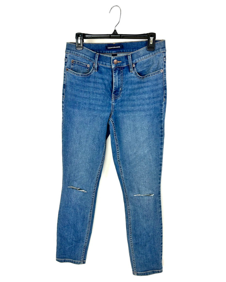 Dark Wash Mid Rise Skinny Jeans - Size 28