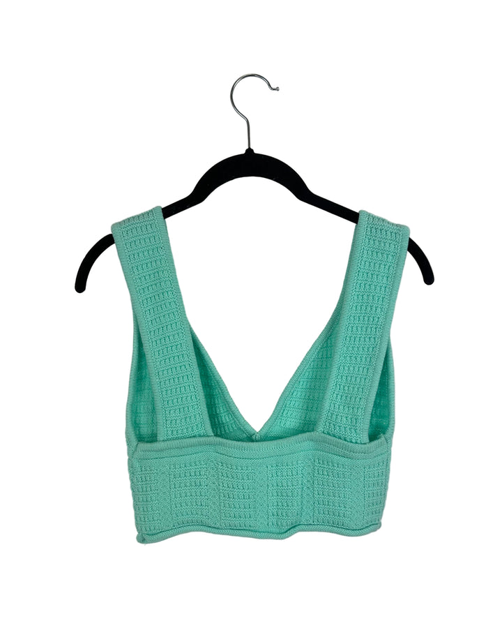 Teal Cropped Sweater Tank - Medium