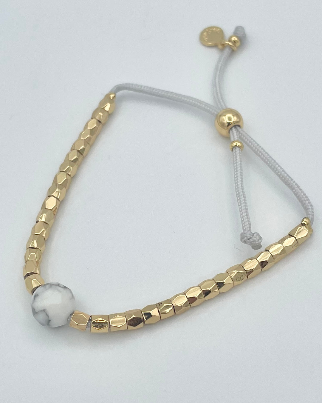 Light Gray Marble and Gold Bracelet