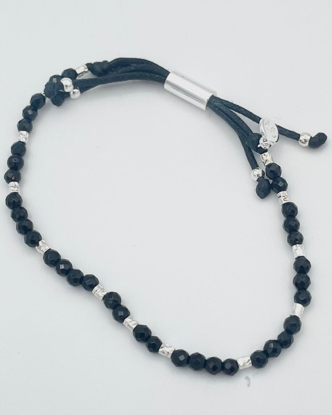 Black Beaded and Silver Bracelet