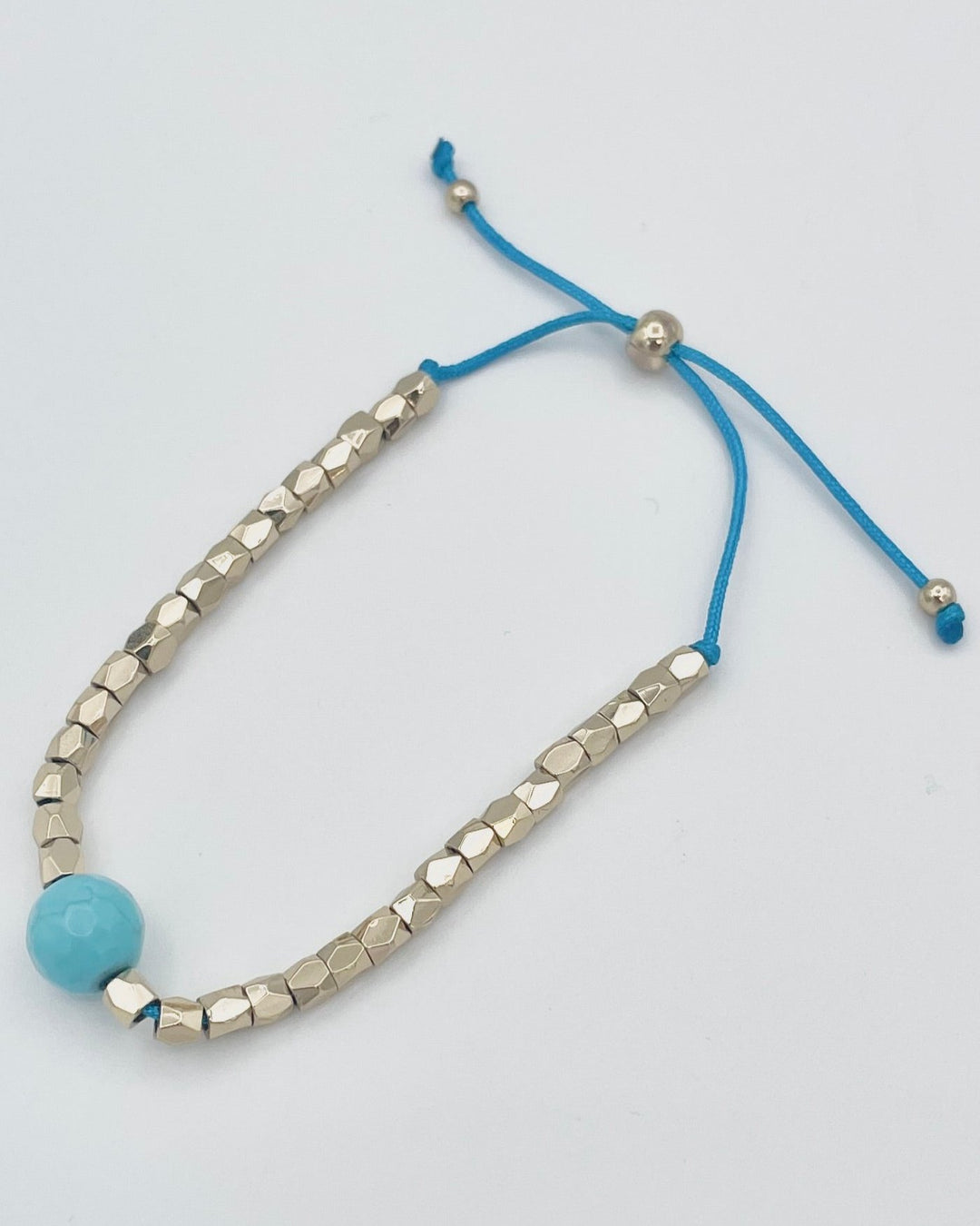 Sky Blue and Gold Bead Bracelet