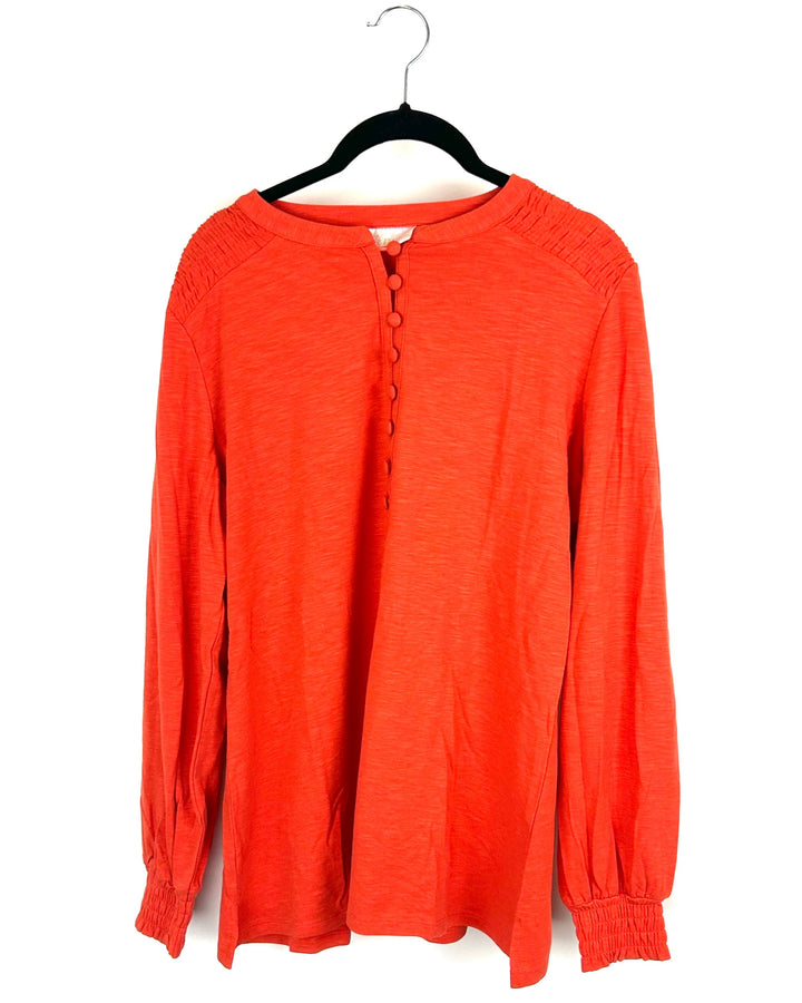Orange Ruched Long Sleeve Top - Size 6/8
