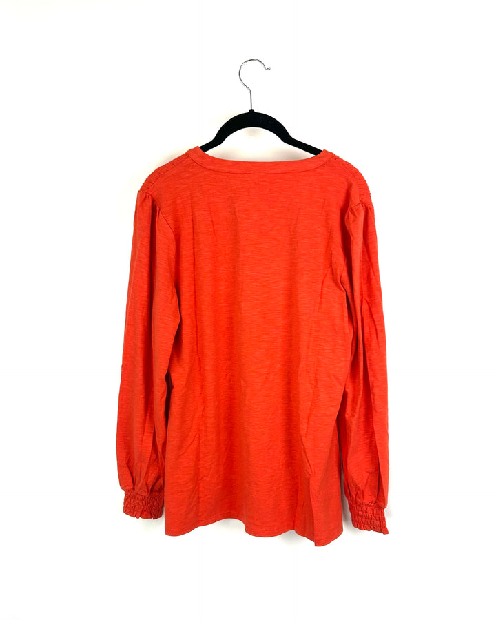 Orange Ruched Long Sleeve Top - Size 6/8