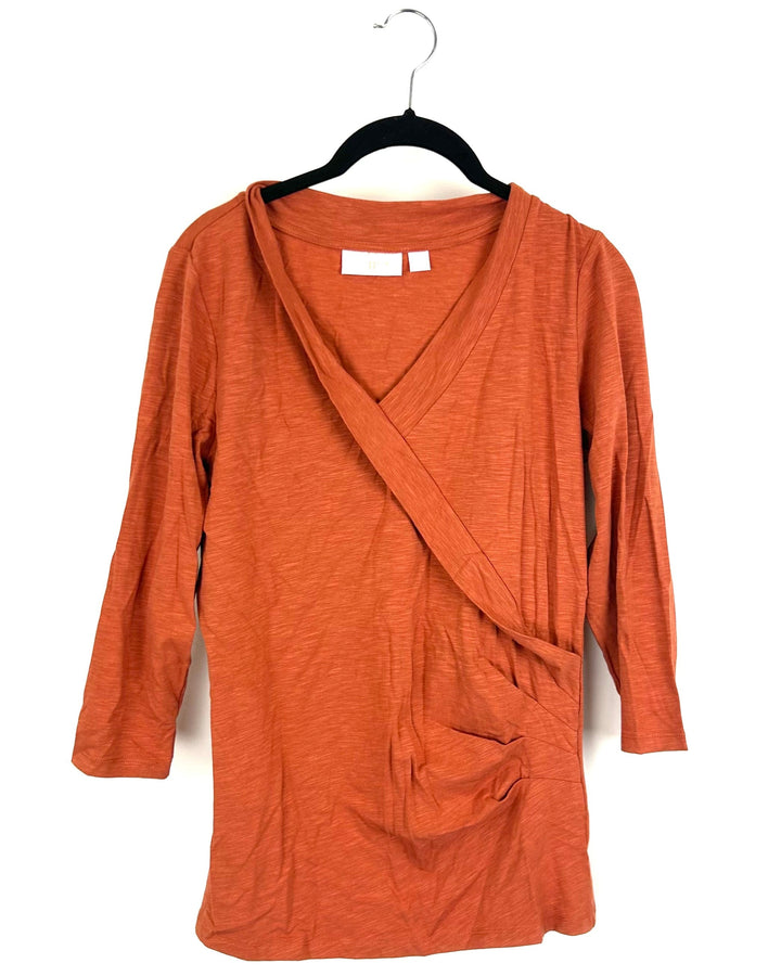 Burnt Orange Wrap Top - Size 6/8