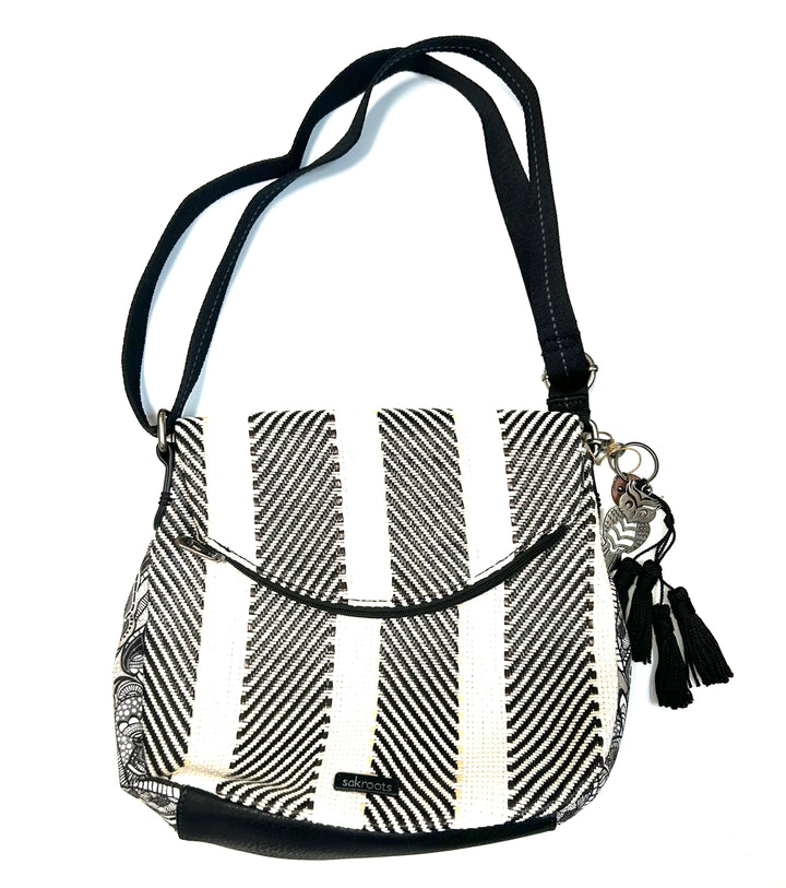 Black And Cream Crochet Crossbody Bag