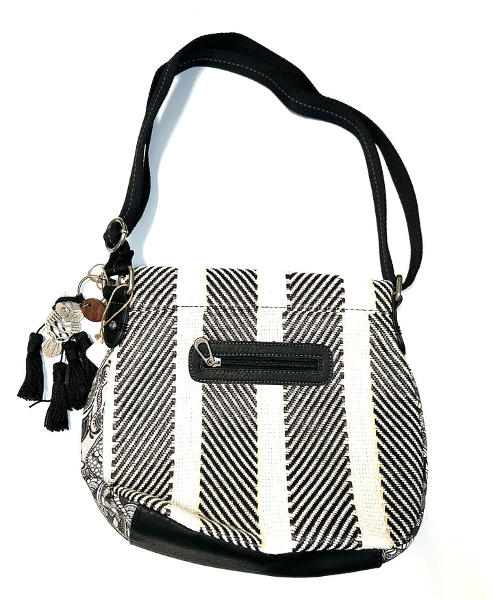 Black And Cream Crochet Crossbody Bag