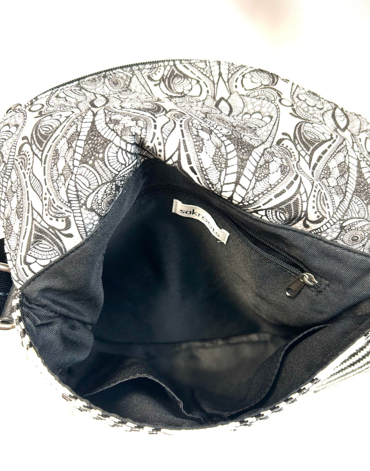 Black And Cream Crochet Crossbody Bag