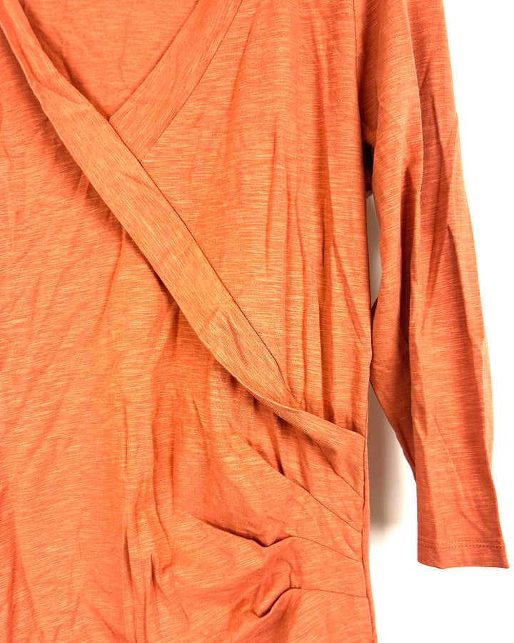 Burnt Orange Wrap Top - Size 6/8