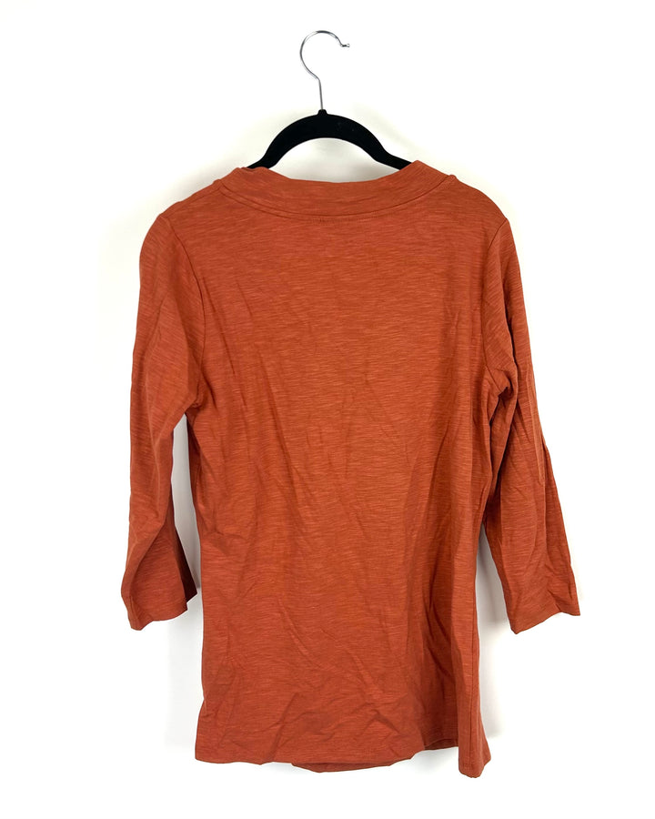 Burnt Orange Wrap Top - Size 6/8
