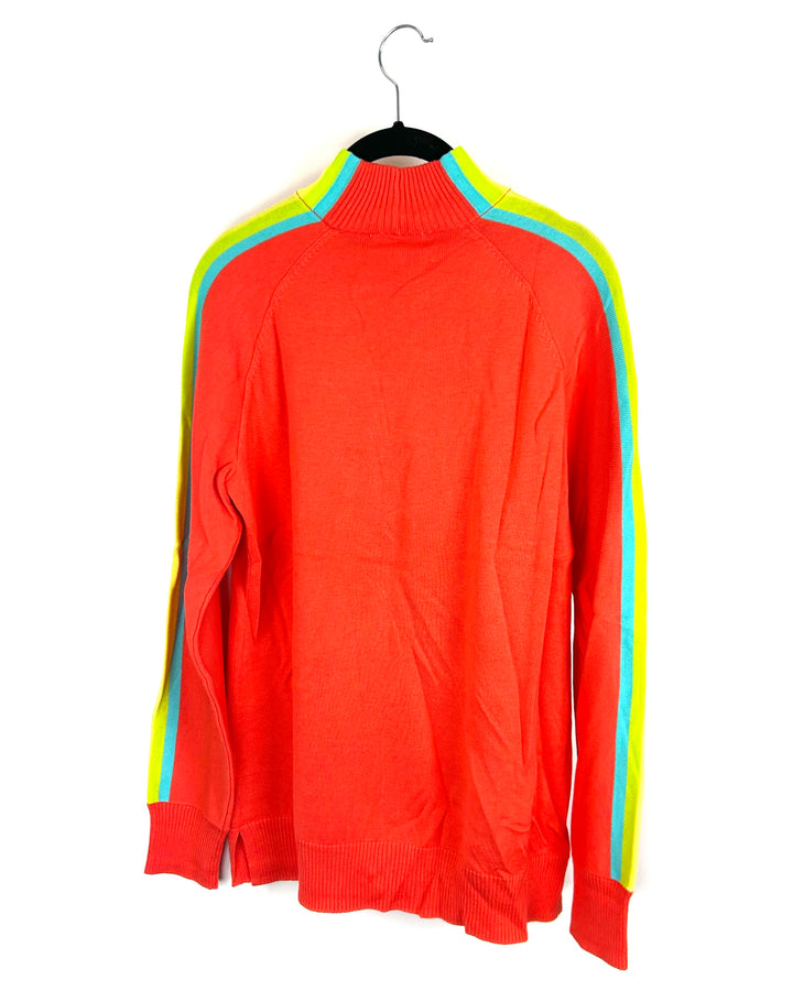 Orange Striped Half Zip Sweater - Size 6/8