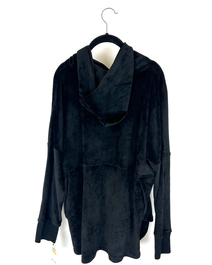 Black Velour Lounge Hoodie - Small