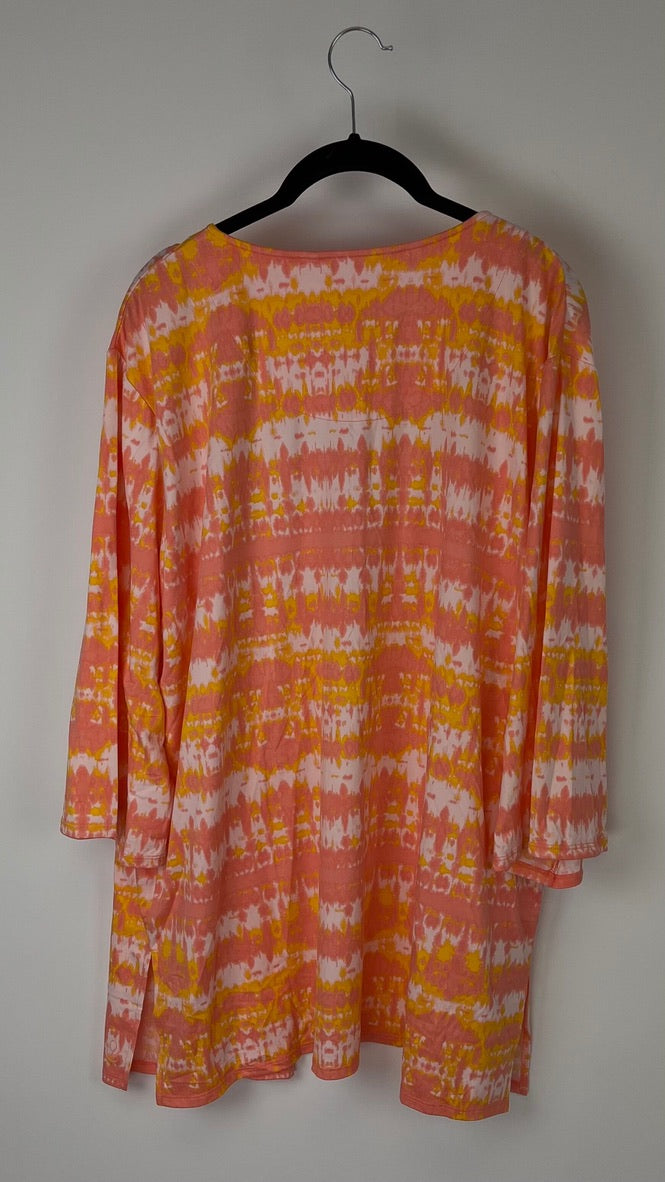 Pink and Orange Tie Dye Cardigan - Size 6/8