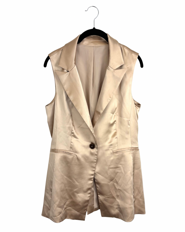 Champagne Satin Vest Top - Size 2/4