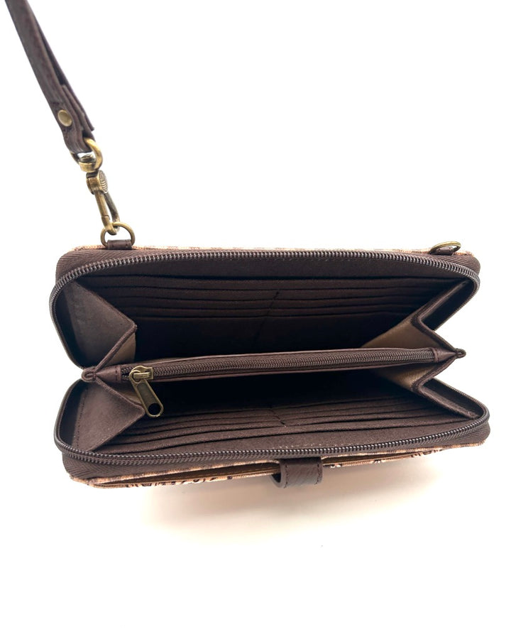Brown Pattern Crossbody Bag / Wristlet