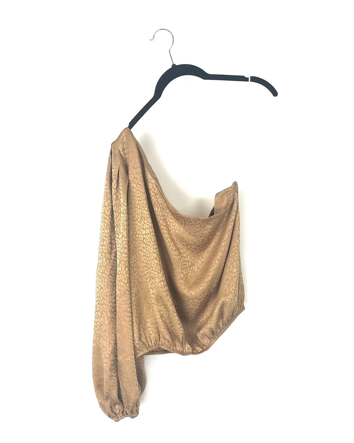 Gold Leopard One Shoulder Top - Large
