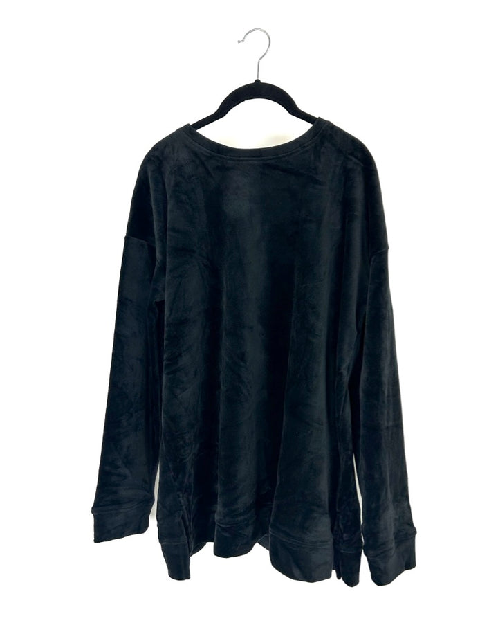 Black Velour Lounge Top - Medium