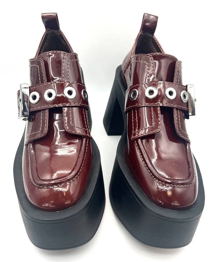 Merlot Patent Leather Platform Oxford Shoe - Size 9