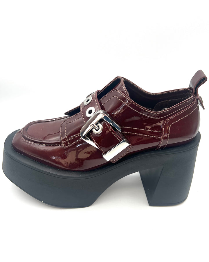 Merlot Patent Leather Platform Oxford Shoe - Size 9