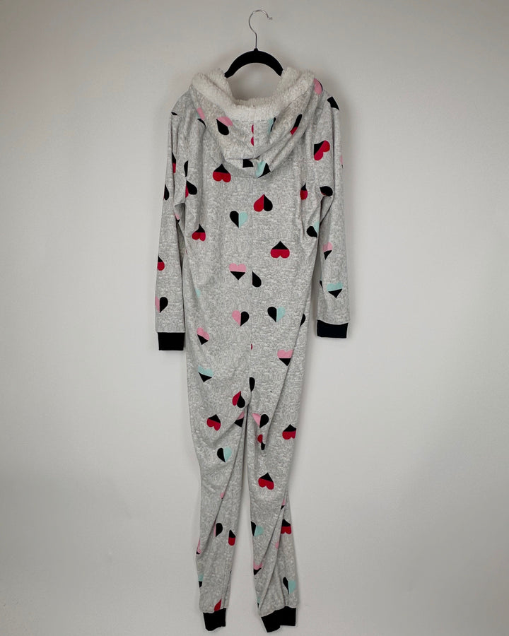 Gray Fuzzy Heart Onesie - Size 4/6