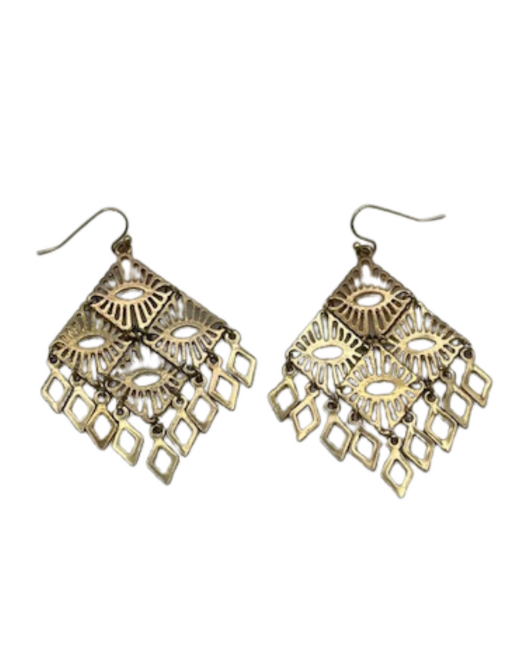 Gold Diamond Shape Earrings