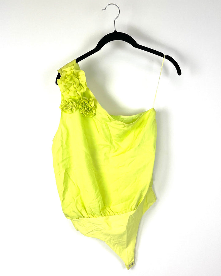 Lime Green One Shoulder Bodysuit - Size 4-6