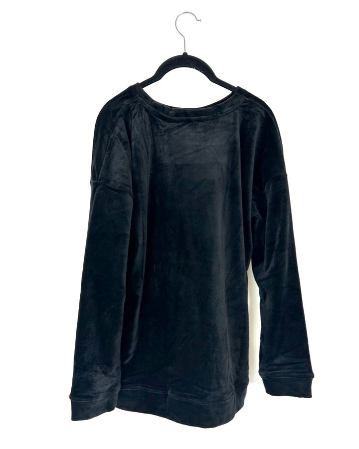 Black Velour Lounge Top - Medium