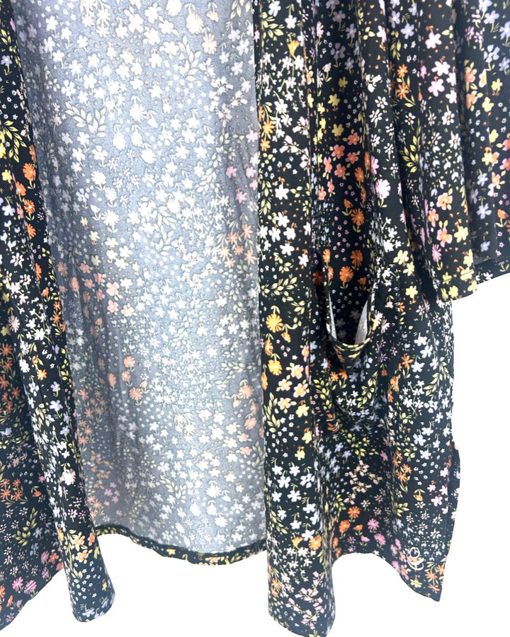 Black Floral Printed Lightweight Cardigan - Size 2/4
