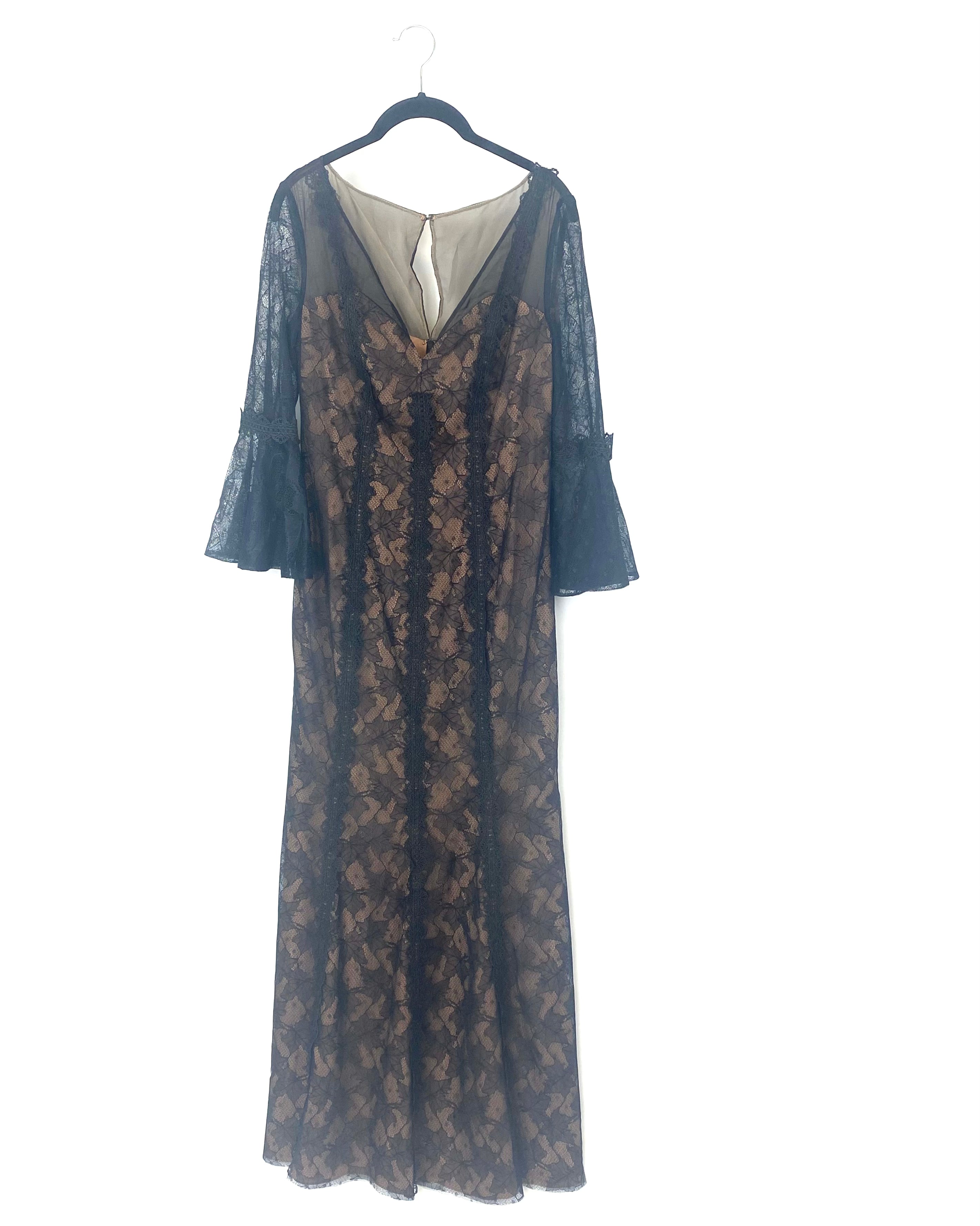Black and Nude Lace Gown