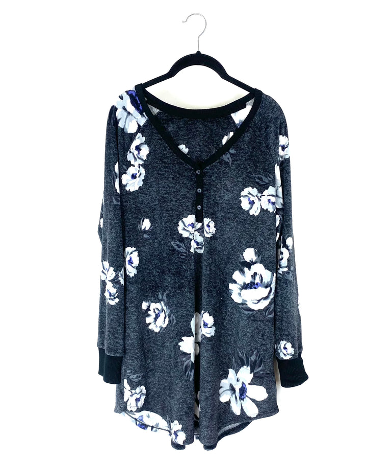 Long Sleeve Button Up Pajama Shirt- Small