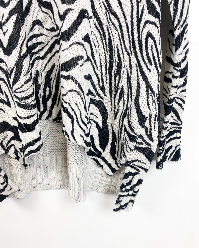 Zebra Print Knit Sweater - Extra Small and Medium