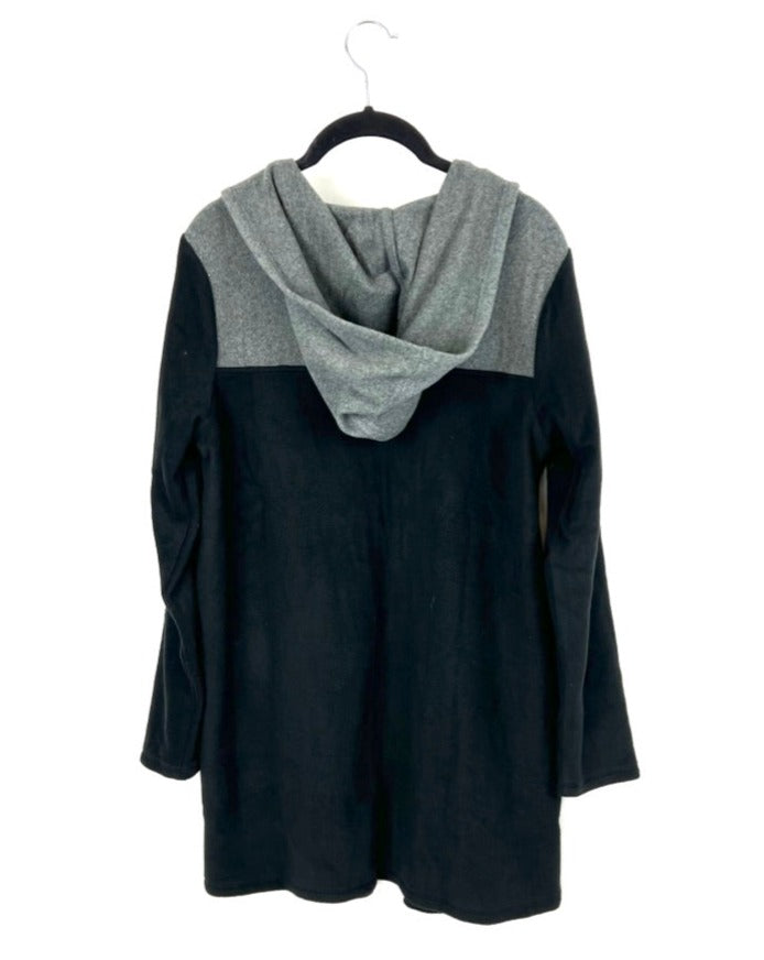 Black And Grey Fleece Cardigan - Size 6/8