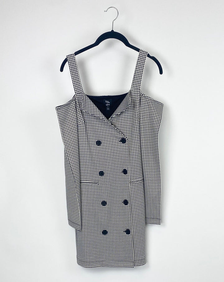 Black and White Double Breasted Dress - Small