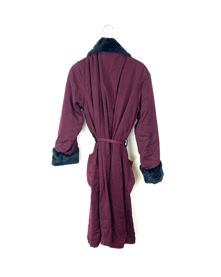 Dark Red Fleece Robe - Small/Medium