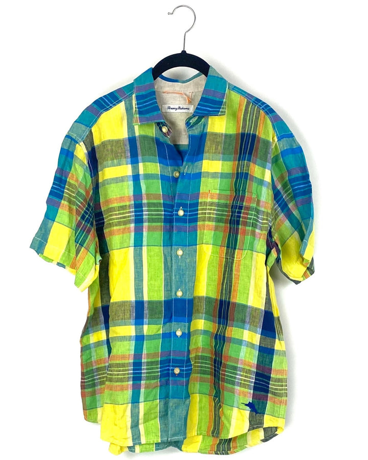 MENS Multicolor Plaid Button Up Top - Small