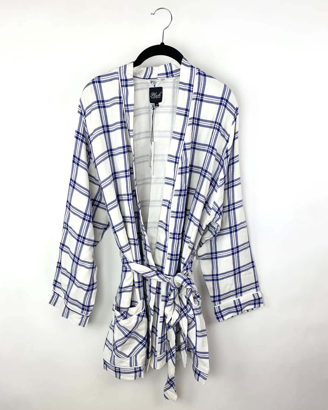 Blue Plaid Robe - Small
