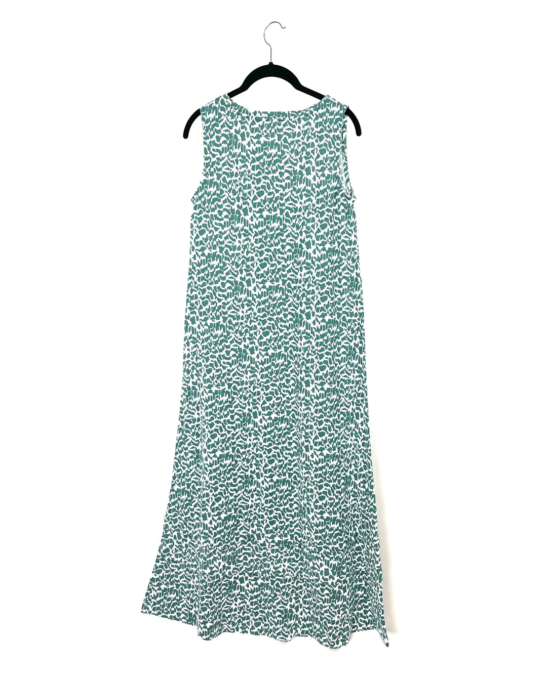 Green Abstract V-Neck Maxi Dress - Small/Medium