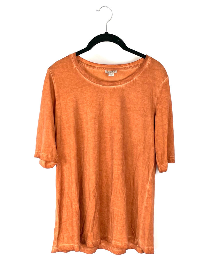 Burnt Orange Short Sleeve Top - Size 6-8