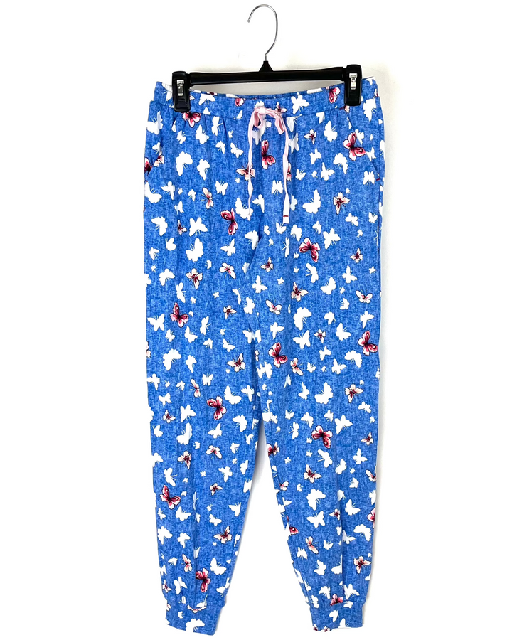 Blue Butterfly Pajama Pants - Small