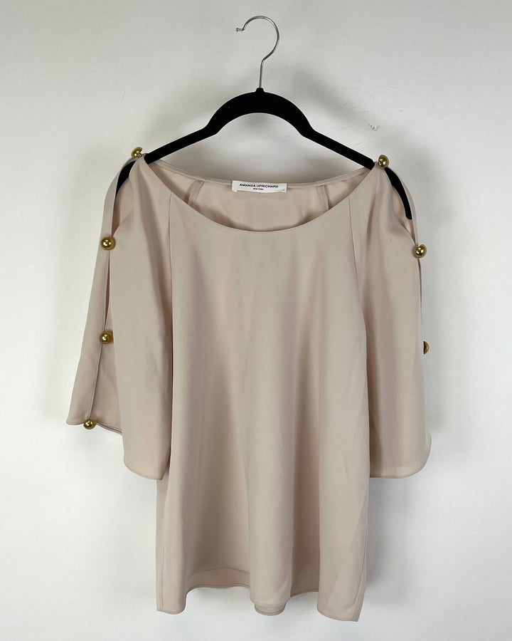 Beige Quarter Sleeve Blouse - Size 4-6