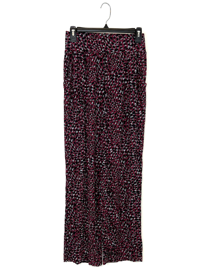Maroon Cheetah Print Sleepwear Bottoms - Small