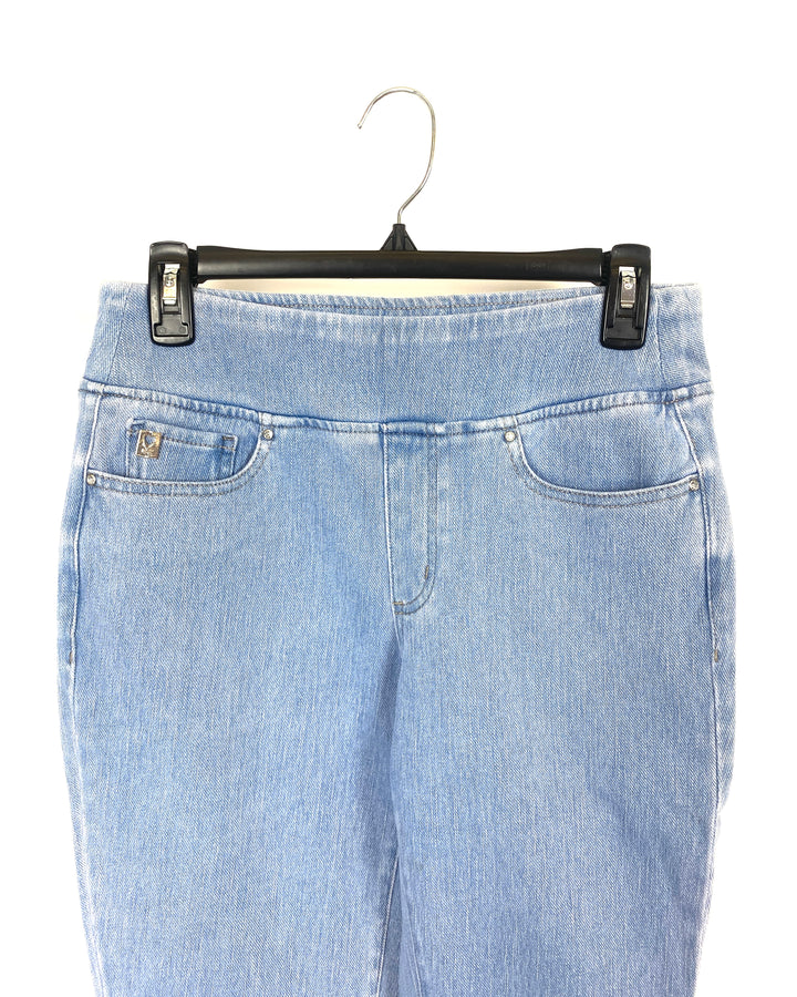 Light Blue Wash Jeans With Slanted Ends   - Size 6/8