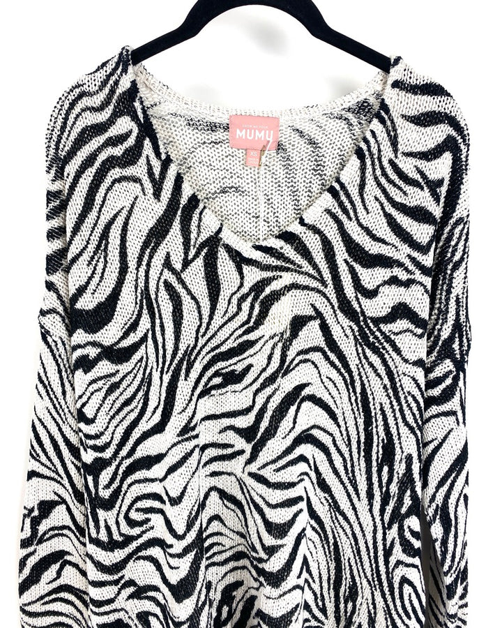 Zebra Print Knit Sweater - Extra Small and Medium